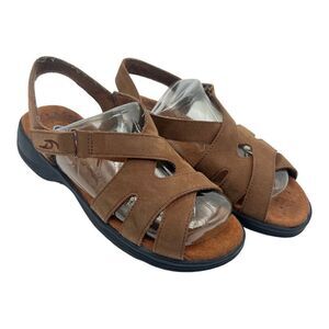 Dr. Scholls Sandals Women's 7 Cline Brown Leather Gel-Pac Insole comfort